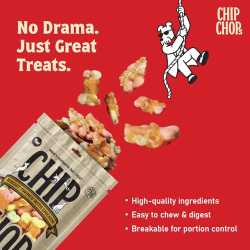 Image of Chip Chops All Life Stages Biscuit Twined with Chicken Dog Treat - Healthy, Digestible Snack for All Dog Breeds - Rich in Protein, Perfect for Training & Snacking - Pack of 2,140g Each