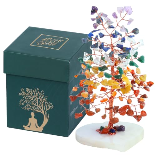 Image of Crocon Crystal Heart Base 7 Chakra Tree of Life, Birthday Gifts for Women