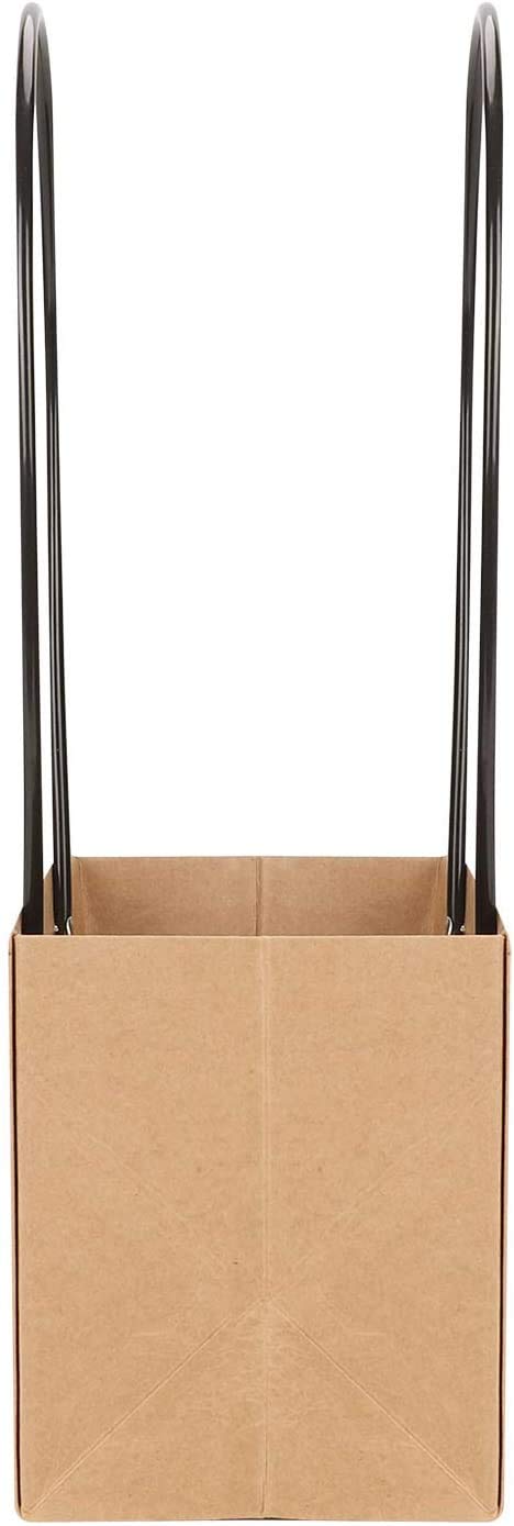 Shiwaki 5 pezzi sacchetti regalo fiori di carta kraft scatola di sacchetti per bouquet sacchetti di carta marrone impermeabile con manico borse di tela per bomboniere per feste di compleanno - marrone
