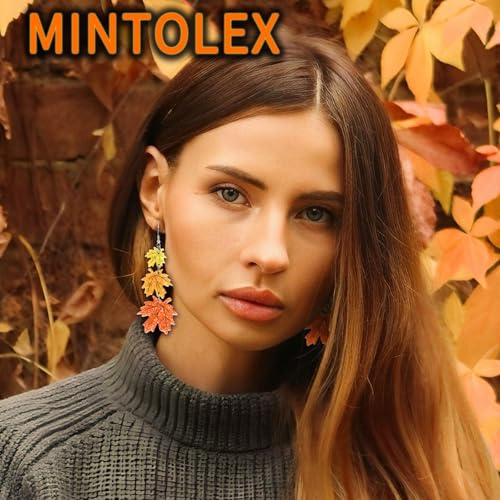 Thanksgiving Earrings Fall Turkey Maple Leaf Earrings for Women Lightweight Acrylic Glitter Autumn Holiday Leaf Jewelry Thanksgiving Fall Gifts2