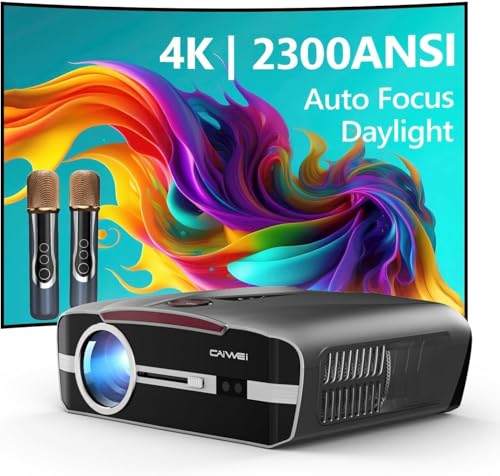 Image of 4K Projector Auto Focus HDR WiFi 6, Smart Daylight Projector 4K High Lumen 2300 ANSI LED 1080P Ultra HD Ceiling Home Theater Karaoke Movie Gaming Indoor Outdoor with Bluetooth HDMI USB Ethernet Apps