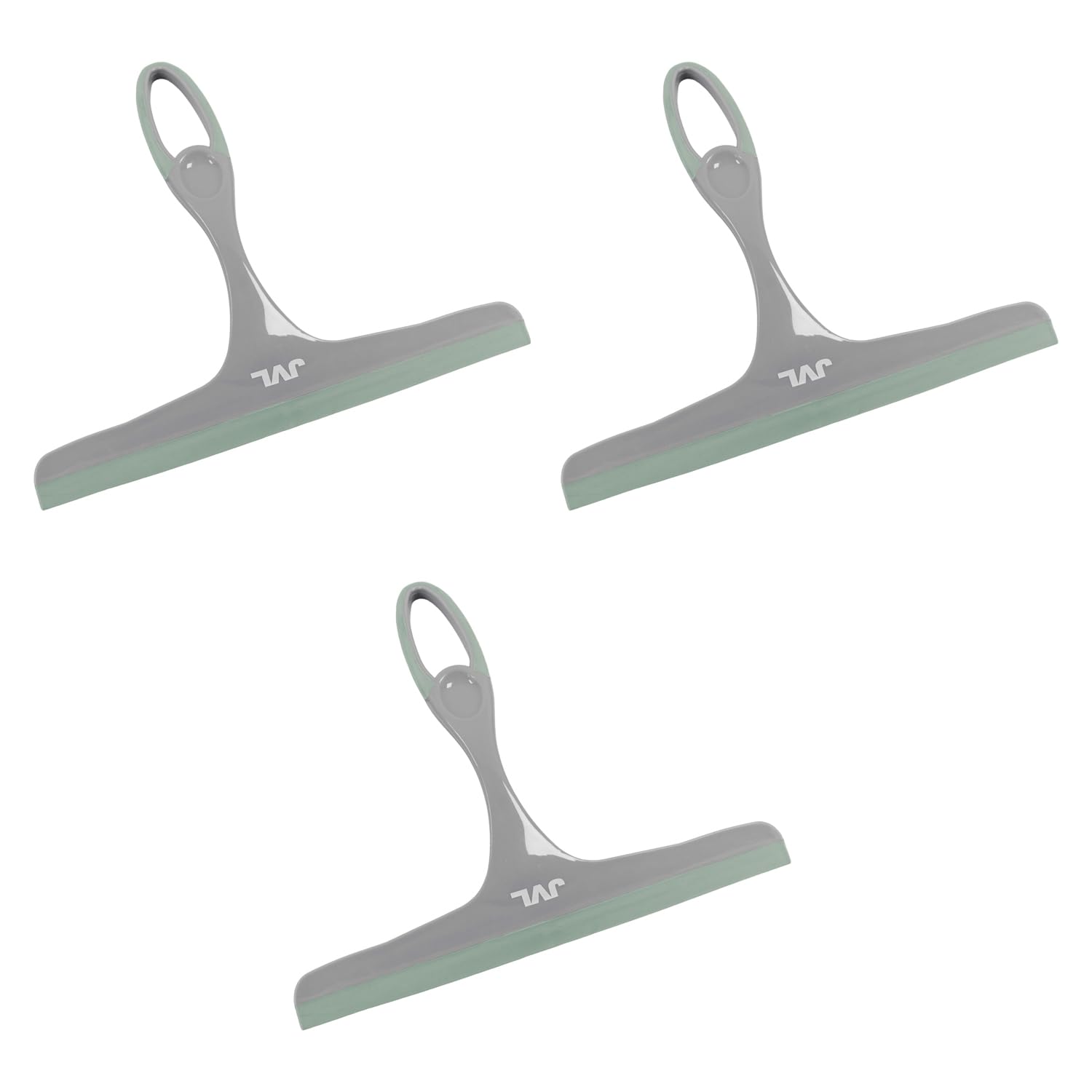 JVL Hand Held Window Squeegee Set of 3, Streak-Free Glass Cleaner for Windows, Mirrors & Shower Screens – Grey