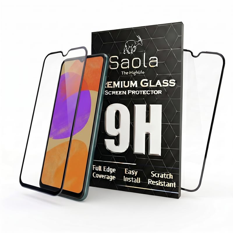 Image of Saola HD+ Oleophobic Tempered Glass Screen Protector For Samsung Galaxy F23 5G (Pack Of 2) with Free Installation Kit. Full screen Coverage - 6.6 inch