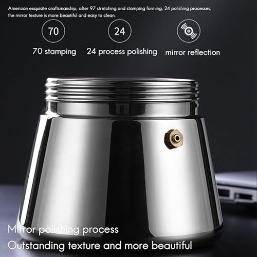 8KLANMMQ Mokkakanne Espressokocher Glas Edelstahl Mokkakanne Herdplatte Espresso-Shotkocher für starke Kaffeemaschine (Farbe: A, Größe: 240 ml) 7 8KLANMMQ Mokkakanne Espressokocher Glas Edelstahl Mokkakanne Herdplatte Espresso-Shotkocher für starke Kaffeemaschine (Farbe: A, Größe: 240 ml)