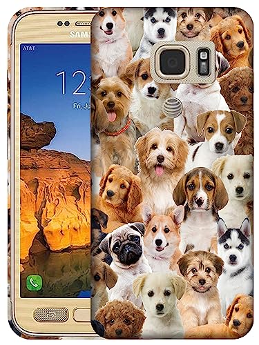 SM Cases Compatible with Samsung Galaxy S7 Active Case - Dogs Puppy Collage 3D Printed Design Phone Back Hard Plastic Cover Case for Samsung Galaxy S7 Active. White