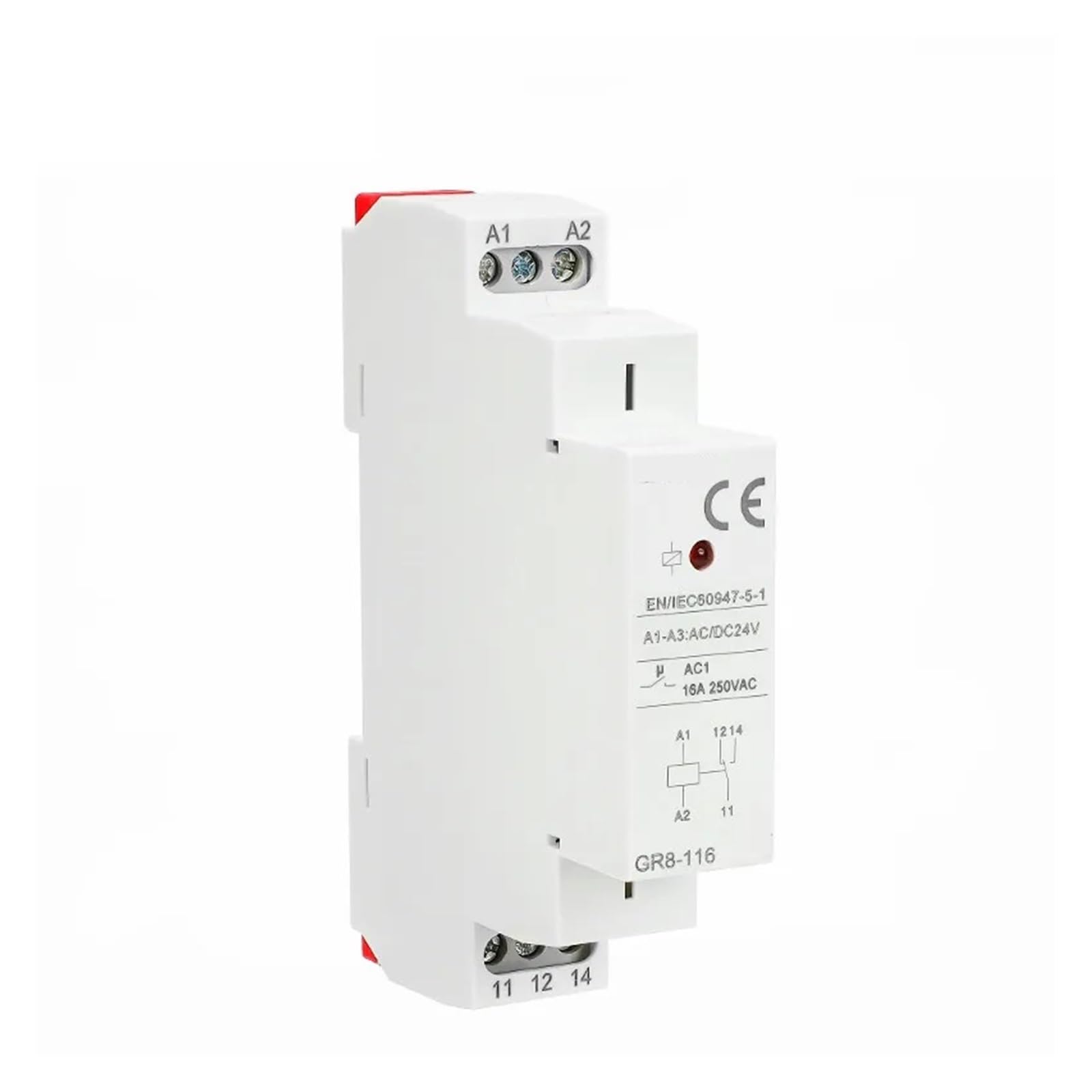 Przekaźnik pomocniczy przekaźnik pośredni na szynie DIN GR8 AC DC 12 V 24 V 48 V 8 A 16 A ROHS (ACDC12V, GR8-208)