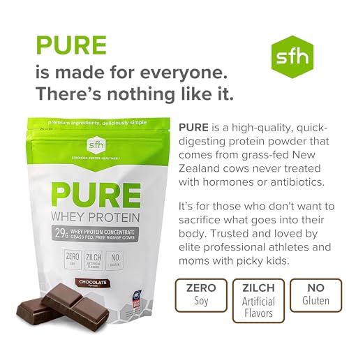 SFH Pure Whey Protein Powder (Chocolate) Best Tasting Grass Fed Whey | All Natural | Non-GMO, No Artificials, Soy Free, Gluten Free | (Chocolate, 31.6 Ounce (Pack of 1) - Image 4
