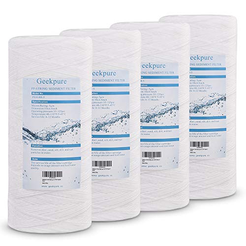 Geekpure 10-Inch String Wound PP Polypropylene Sediment Filter for Whole House Water Filter System-4.5