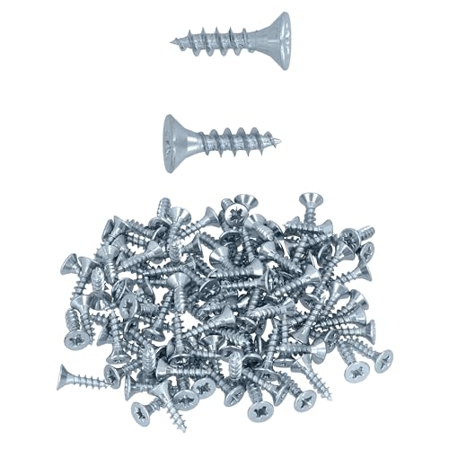 HELPMATE - Tornillos de conexión de madera galvanizados 4,0 x 16 mm - 100 unidades tornillos universales cabeza avellanada con accionamiento PZ2 y rosca completa - Tornillos para aglomerado para