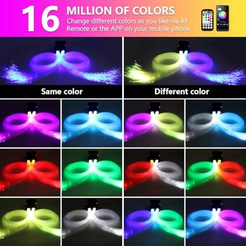 Image of Starlight Headliner Kit,Twinkle + Music Sync Dual Color Fiber Optic Star Ceiling Lights with APP Remote Control, RGBW Star Lights for Car /Home Ceiling Decor, 1300pcs 9.8ft