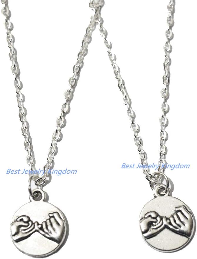 LAWNPGBest Friends, Set of 2, Pinky Promise Necklace, BFF Jewelry, Sisters Set, Pinky Swear Best Gift Pendant Necklace,Simple Necklace, Everyday Jewelry,Charm Necklace