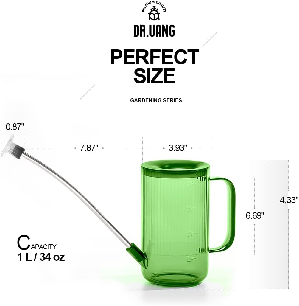Small Watering Can Indoor Plants with Long Spout (1L, Green) image 3