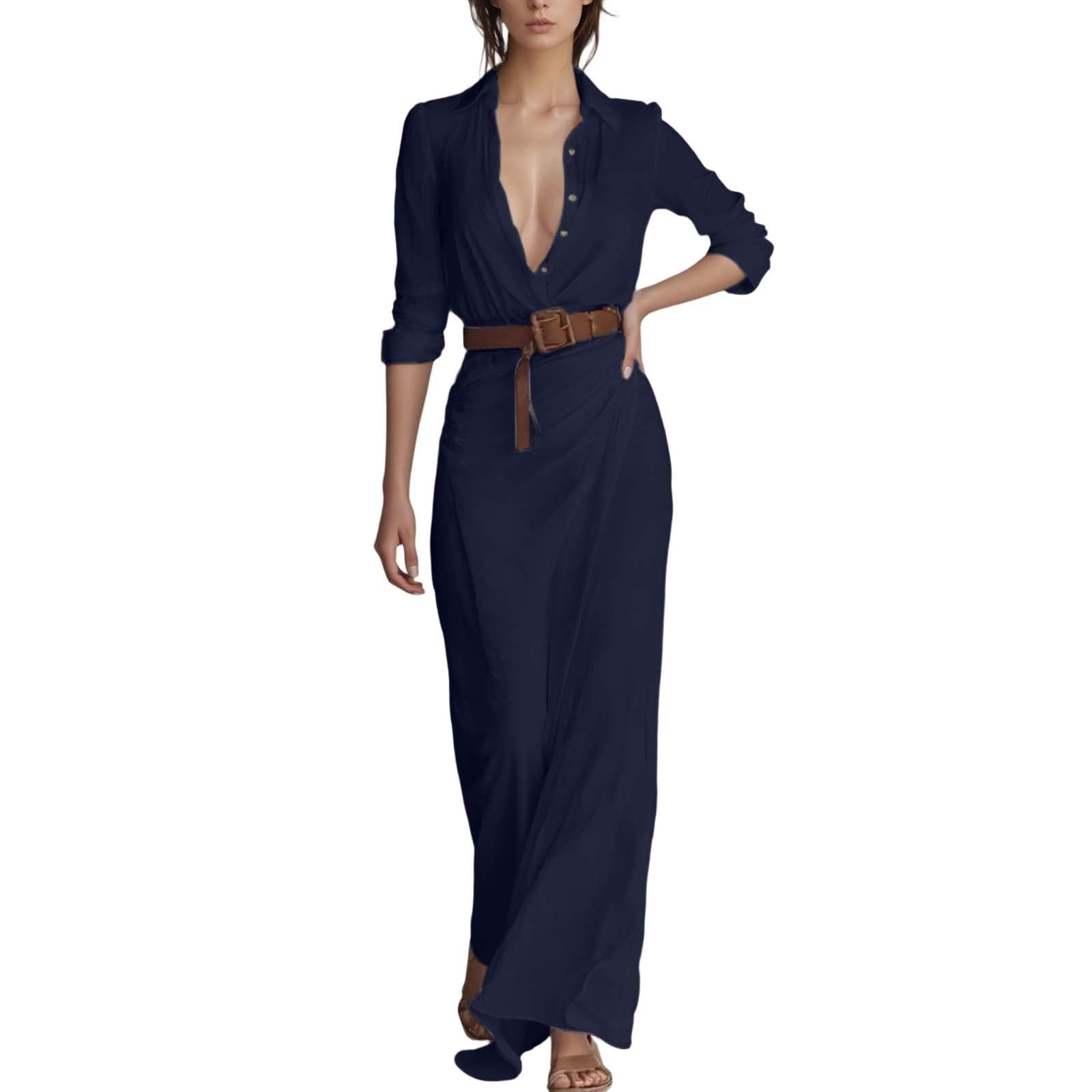 Cache Coeur Femme Robe décontractée élégante avec Taille plissée asymétrique et Ceinture Amovible pour Une Coupe Fluide