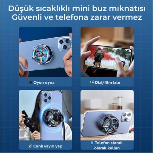 Polham Profesyonel 7000RPM Turbo Buz Tipi Manyetik Telefon Soğutucu | MagSafe Uyumlu, RBG LED Işıklı