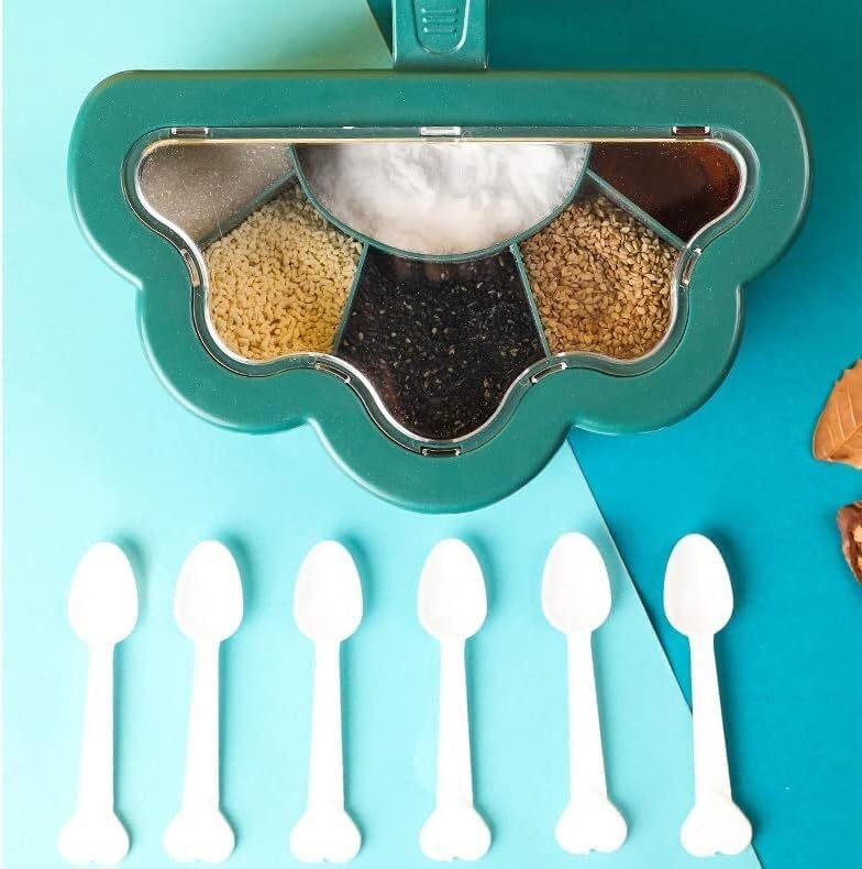 Pots d'assaisonnement, boîte à épices, boîte d'assaisonnement de cuisine, combinaison de ménage à six grilles, pots à condiments, réservoir de glutamate monosodique, sel, stockage de sucre, pots à épi