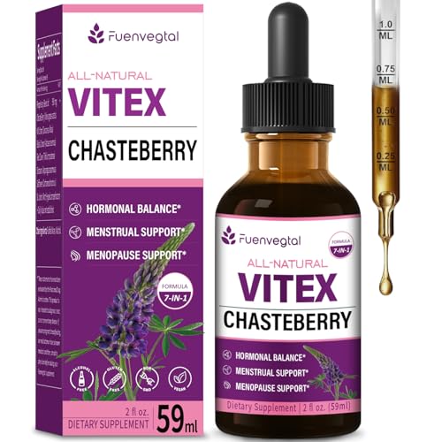 Image of Vitex (Chaste Berry) Drops for Women, Natural Menstrual & Menopause Support Supplement w /Chasteberry, Black Cohosh, Red Clover, Shatavari, Wild Yam, St. John's Wort Herb Extract. 2oz