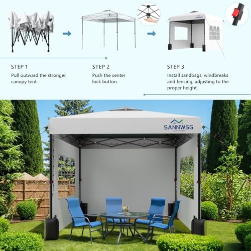  10X10 Easy Up Canopy Tent for Commercial Events, Heavy Duty, White
| Commercial Instant Shelter 10X10, 3 Sidewalls, Whi