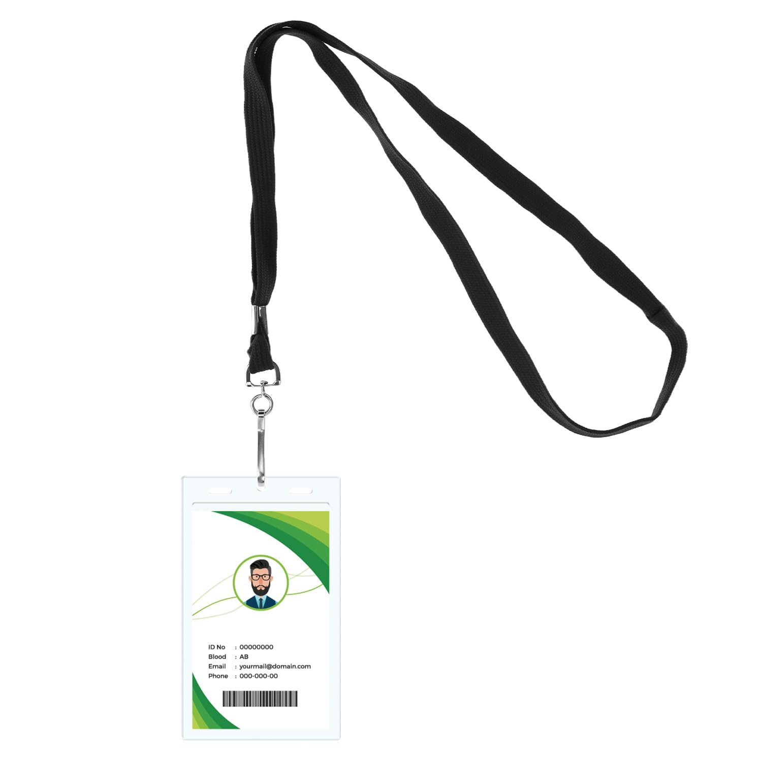 QWORK® 100 Piezas Lanyard Cuello con Ganchos Giratorios para Tarjetas de Identificación y Llaves (Negro)