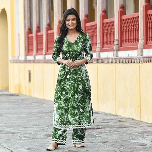 Image of ANNI DESIGNER Women Cotton Blend Kurta Palazzos Set