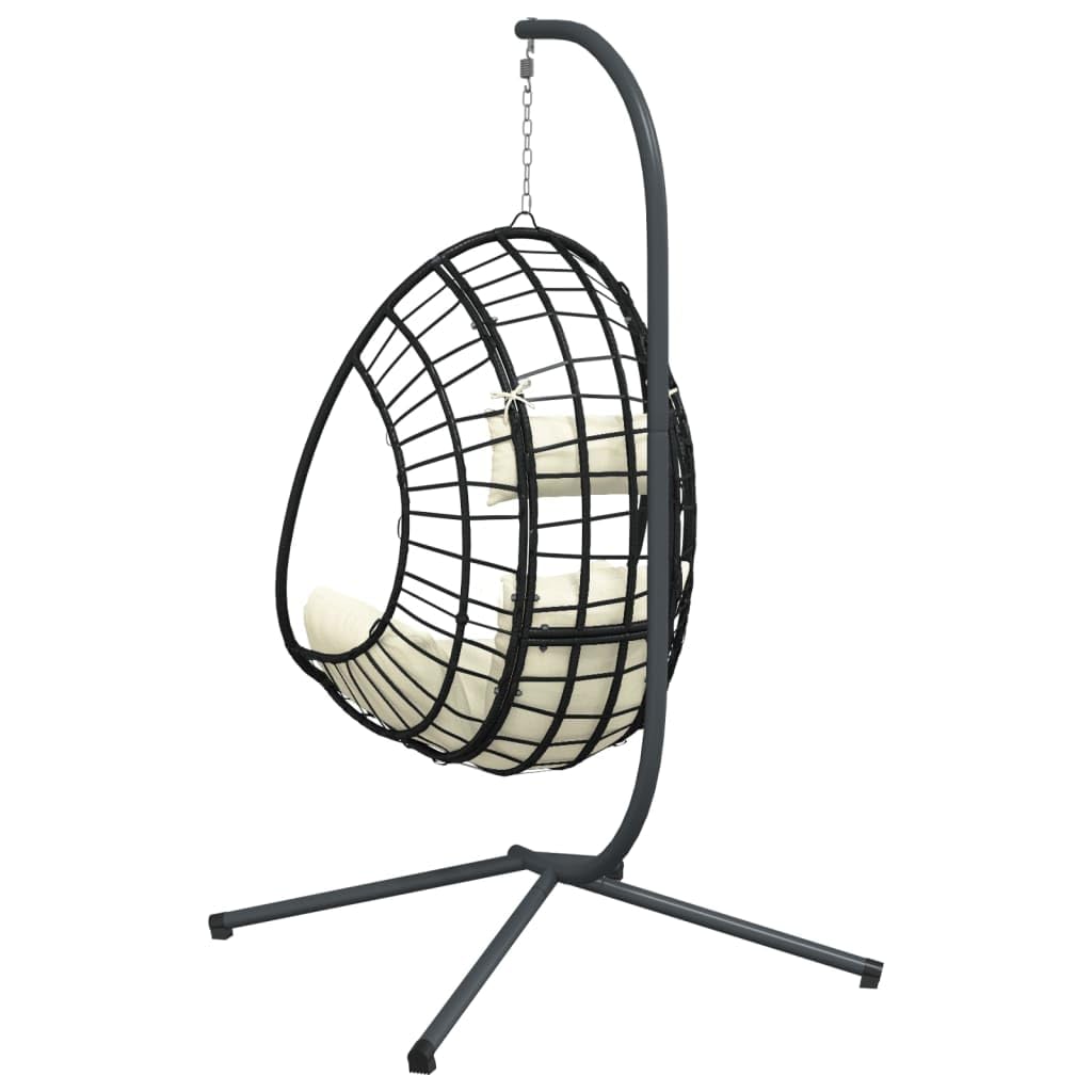 Genérico Silla Colgante Huevo con Soporte ratán y Acero Beige, Balancines de jardín Beige,4007411