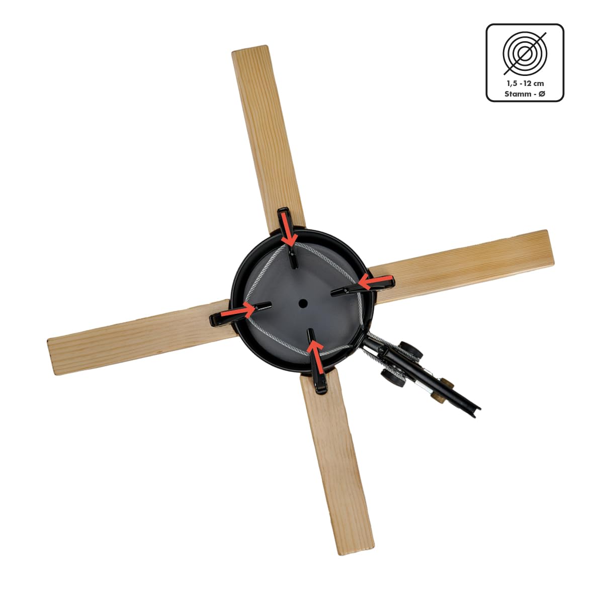 Krinner Design Christbaumständer Kopenhagen Kiefer Holz Weihnachtsbaumständer 50cm für Baumhöhen bis max. 2,5m mit Rundum-Einseil-Technik