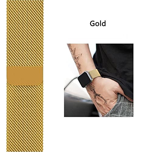 Image of PEFKO PSS56 19MM Milanese [ Magnetic ] Sporty Straps /Bands Compatible for Boat Storm Smart Watch & Watches with 19mm Lugs Size (19MM, GOLD [ MAGNETIC MILANESE STRAP ])