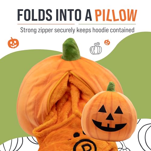 Image of Wearable Blanket Hoodie, 2-in-1 Oversized Hoodie Blanket Pillow, Long Sleeve Sweatshirt Pocket, Cozy Gift for Men and Women - Pumpkin