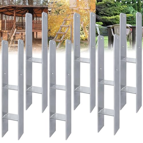 ACXIN 101x600mm H-Pfostenträger Set aus Stahl mit Beschichtung H-Anker Pfostenanker für stabile Außeninstallationen 5mm Materialstärke (6 Stück)