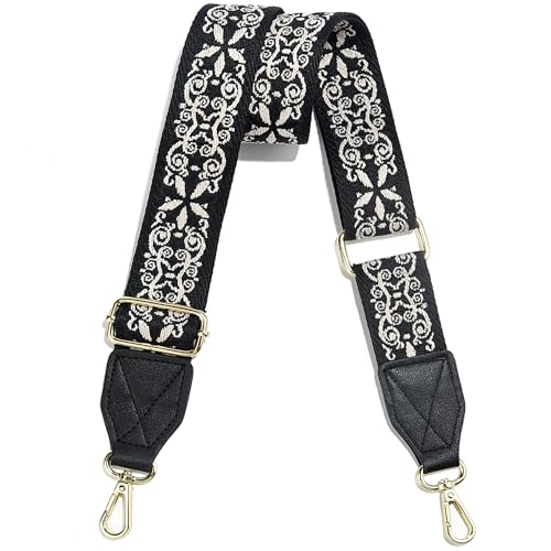 Image of Purse Strap,1.5 inch Leather End Shoulder Strap Adjustable Replacement,Retro Multi-Pattern Crossbody Bag Straps