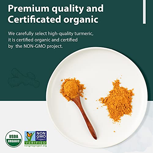 Image of Soeos Organic Turmeric Powder 10oz (284g), Non-GMO Verified, USDA Organic, Natural Curcumin, Lab Tested for Purity, Sealed Package To Keep Turmeric Fresh