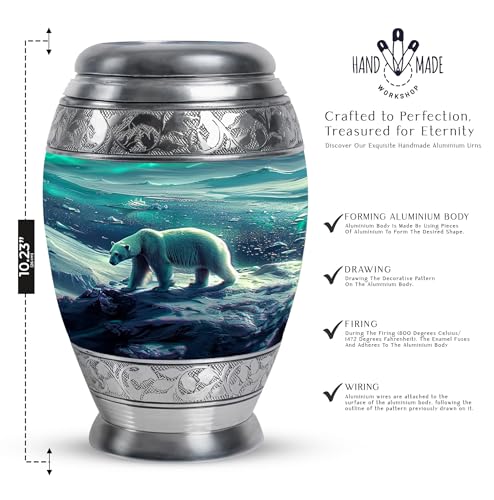 Image of Polar Bear Tiny Urns For Human Ashes - Burial Urn For Adult Human Ashes - Large Urns For Human Ashes Adult - Burial Urn Adult Human Ash - Decorative Urn - 1 Large & 4 Small - Decorative Urns