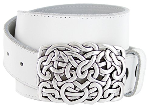 Belts.com 100% Full Grain Cowhide Leather With Sterling Silver Finish 'Connected Heart' Buckle