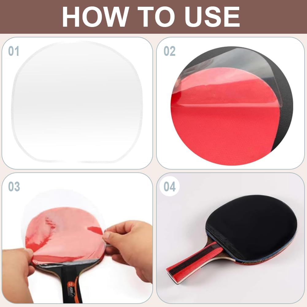 CREATCABIN Funda Protectora para Raqueta de Tenis de Mesa 6.3x6.4 Pulgadas, Película Adhesiva Transparente