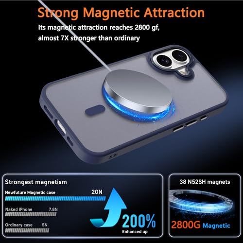 Image of Magnetic for iPhone 17 Phone Case, [Compatible with MagSafe], Screen Protectors X1, [Military Grade Drop Protection],Matte Finish,Slim,Shockproof,Protective (Blue, iPhone 17)