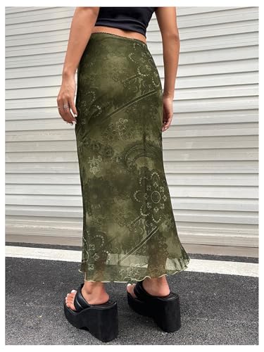 Verdusa Women's High Waisted Mesh Skirt Y2k Outfits Fishtail Bodycon Long Skirts Goth Clothes2