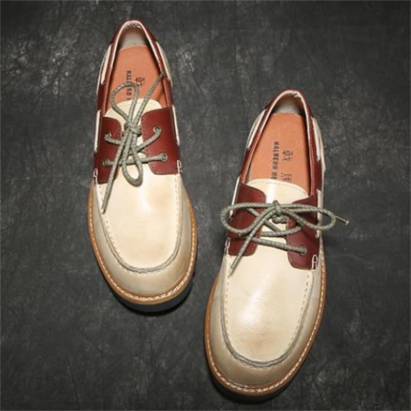 Men's Lace-up Loafers Wild Round Shoes Soft-Soled Low-top Slip-on Shoes(7.5)2