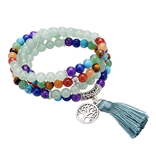 CrystalTears Mala Kette 108 Perlen Wickelarmband Chakra Steine...