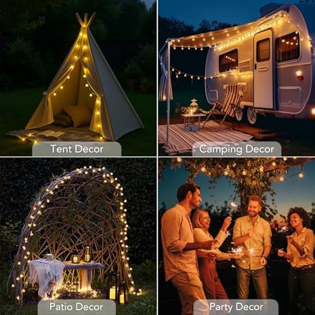 Metaku Solar String Lights for Outside, 20FT 30 LED Crystal Globe String Lights, Solar Powered Outdoor Lights with 8 Lighting Modes, Patio Hanging Lights for Garden, Camping and Party D¨¦cor Warm Whit