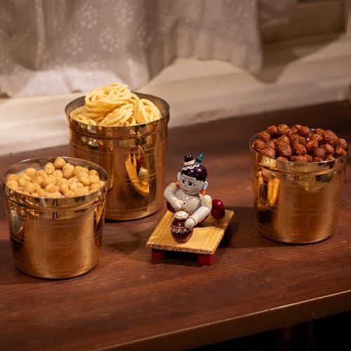 Container Dappa Buy Zishta - Snacks Storage Brass Vertical Container Set| Brass Dappa ...