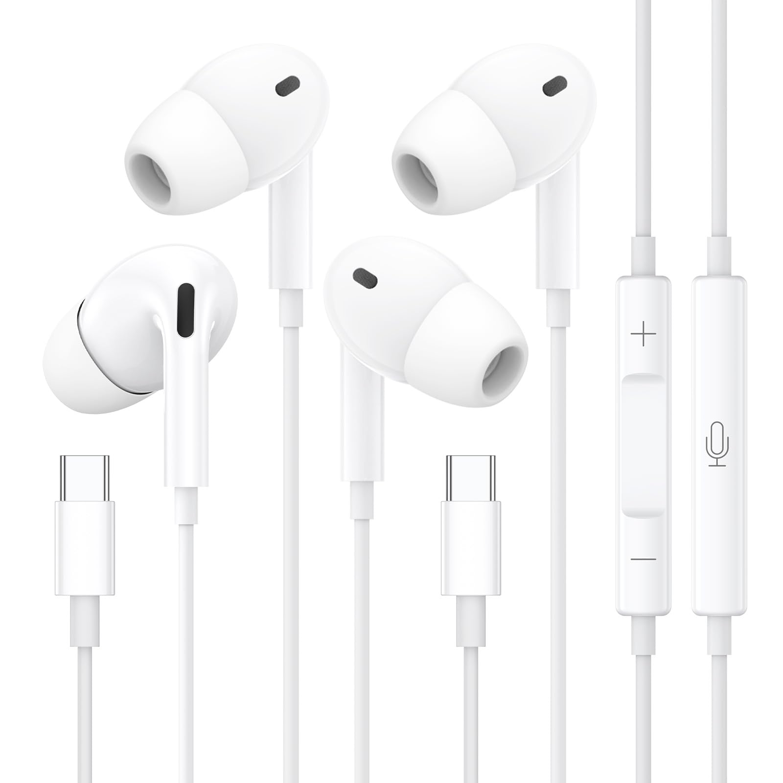 Cuffie USB C per iPhone 17/16 Pro Max Plus 15, Auricolari con filo, In-Ear Cuffie con Microfono Tipo C Hi-Fi Stereo Clear Mic Compatibile con iPad Samsung Galaxy S25 S24 A56 Pixel