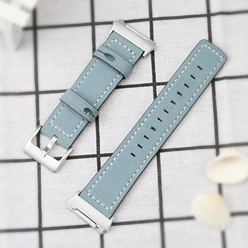 Fitbit Ionic sangle ajustable en cuir bleu et boucle de remplacement sport