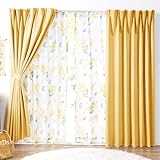 ベルーナ(BELLUNA) カーテン 4枚セット 遮光 おしゃれ 遮光カーテン 4枚組 幅100 柄レース タッセル付 アジャスターフック付き 北欧 シンプル 洗える 新生活 一人暮らし 引っ越し (カーテン2枚 レース2枚 556488-001)