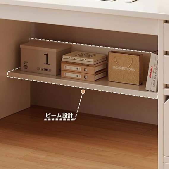 Desk, Floor Stand, Bookshelf and Drawer, Length 100/120cm, Open Storage, Integrated Desk and Bookcase, Multifunctional, Suitable for Writing, Study, Office, Suitable for Bedroom, Students