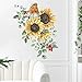 Sunflower Bird Wall Decals Garden Hummingbird Flower Wall Stickers Bedroom Living Room TV Wall Art Refrigerator Decor Murals (Sunflower Bird)
