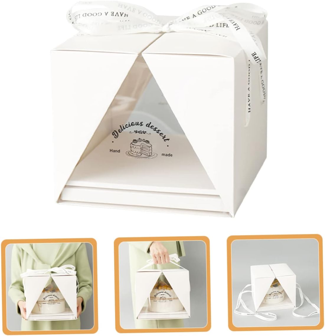 8-inch Cake Carrier Tall Cake Box for Storage Display Box Lid Birthday Food-safe