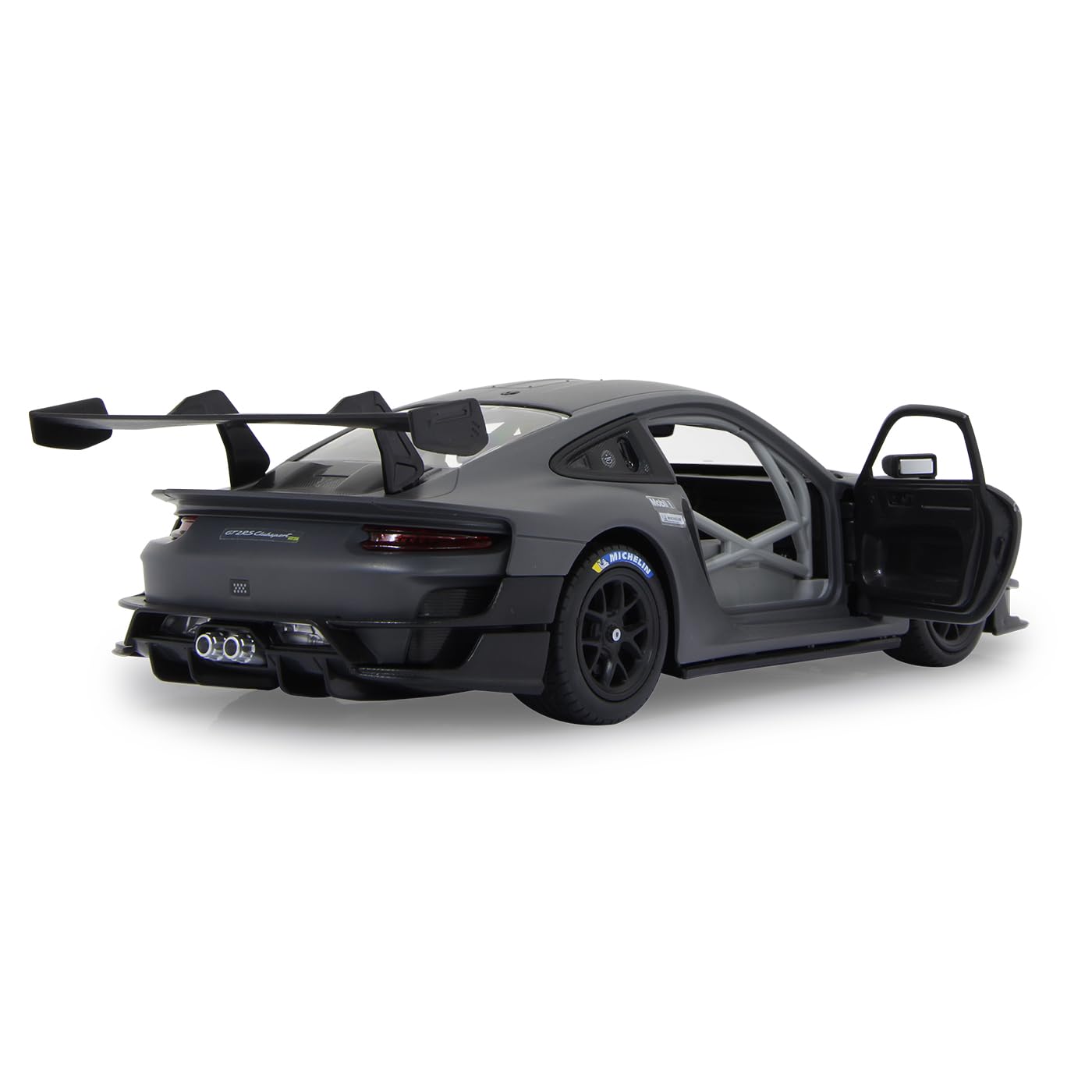 JAMARA Porsche 911 GT2 RS Clubsport 25 1:18 szary 2,4 GHz zestaw do montażu – oficjalnie licencjonowany, szczegółowe wnętrze, wierne lakierowanie, przezroczysta szyba przednia, światło LED, zestaw RC