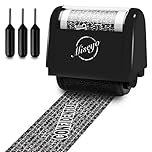 Miseyo Wide Identity Theft Protection Roller Stamp Set - Black (3 Refill Ink Included)