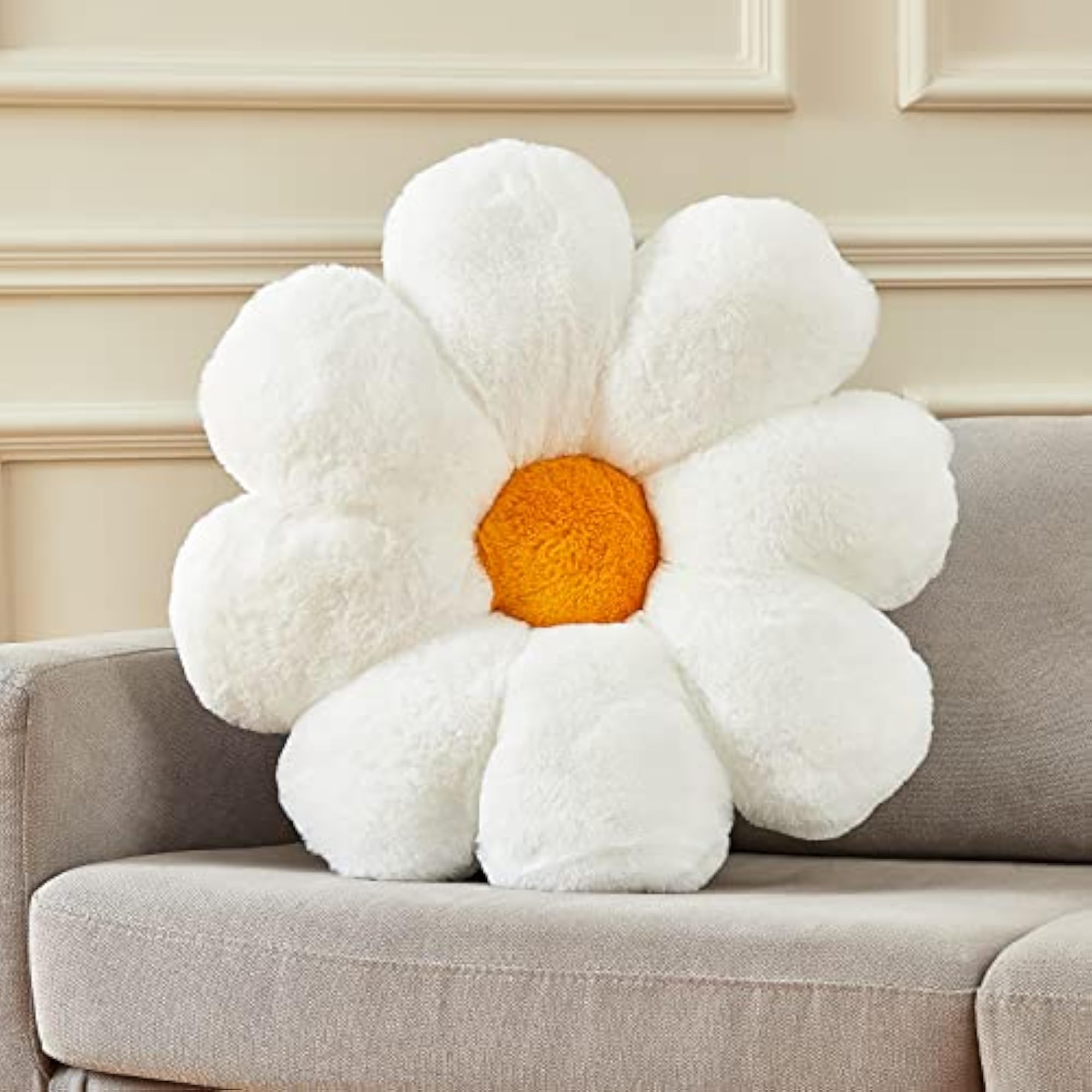 Cute White Flower Throw Pillow for Room Decor