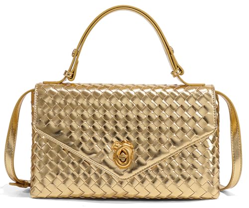 Trendy Woven Evening Clutch Purses Women PU Leather Evening Handbags Underarm Shoulder Crossbody Purse Wedding Wallet