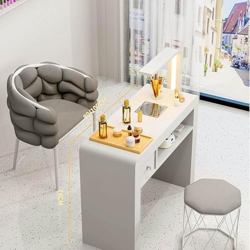 Profesjonalny stół do manicure 120cm z wbudowanym kolektorem pyłu i światłem LED, Solidny salon Nail Desk Workstat z szufladami do przechowywania dla centrum kosmetycznego Spa